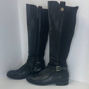 Cole Hann Black Leather Stretch Tall Boots